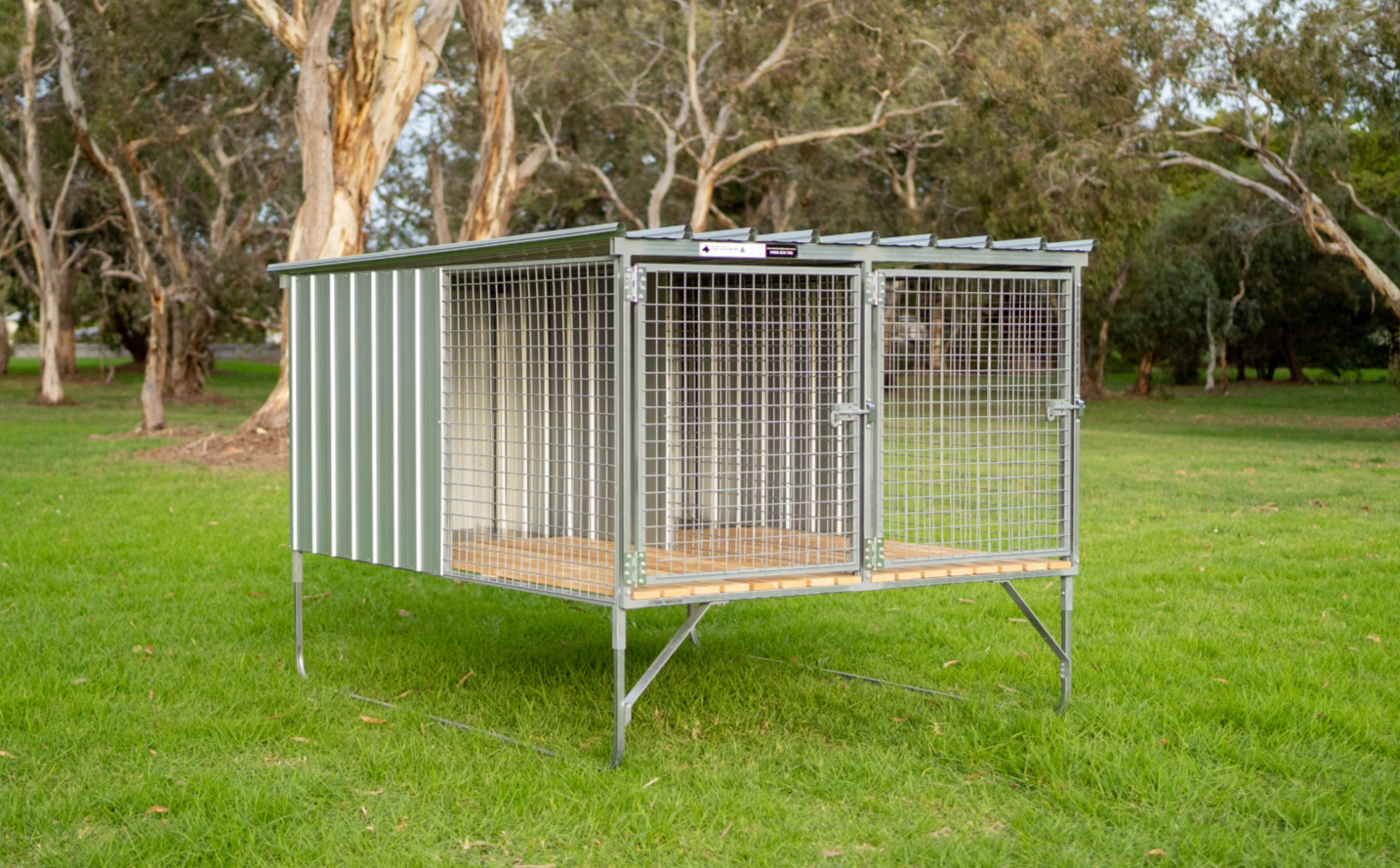 Basic 2 Bay Flat Pack Raised Run Dog Kennels